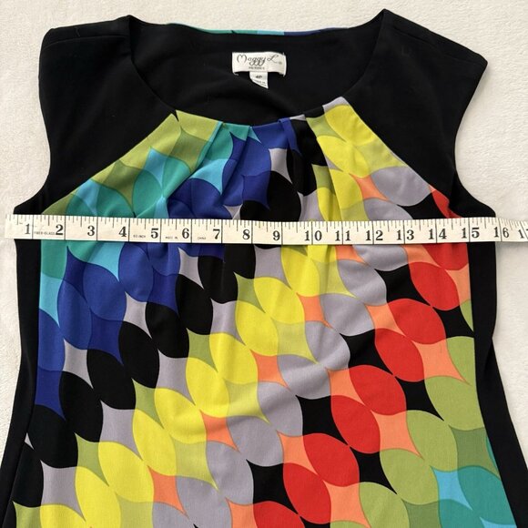 Maggy L London Times Sheath Dress Size 4 Petite Colorful Rainbow Artsy - Picture 6 of 7